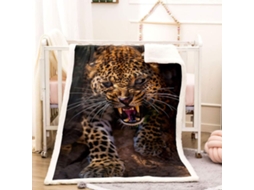 Manta com Estampa de Leopardo Impre em Microfibra 180x220cm
