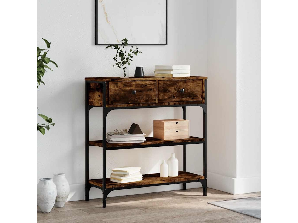 Vidaxl Mesa Consola 72,5x25x75 Cm Derivados De Madeira Carvalho Fumado