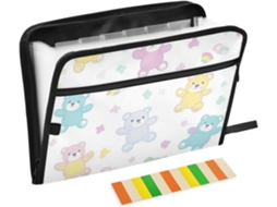 Pasta Escolar Com Estampa De Ursinho Pelúcia, 13 Bolsos, Tamanho A4 E Carta, Com Fecho De Zíper Organização