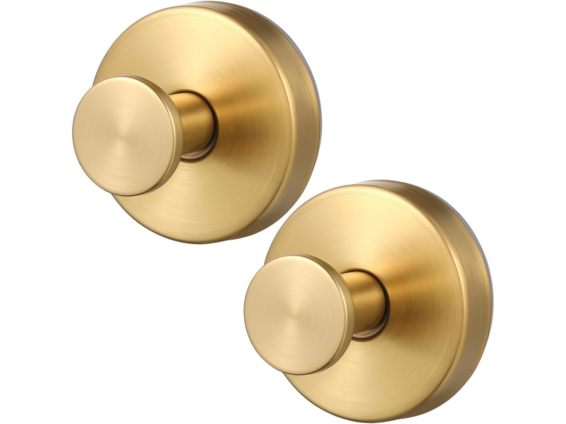Conjunto De 2 Ganchos Sucção Para Parede Em Aço Inoxidável Dourado,