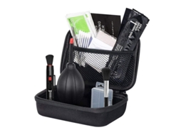 Kit de limpeza profissional para câmeras com soprador de ar, cotonetes, caneta de limpeza e acessórios essenciais, preto