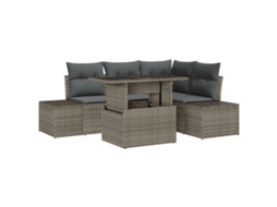 Conjunto 5 Conjunto De Sofá De Jardim Vidaxl Cinzento Vime Pe (209 X 154 X 85 Cm)