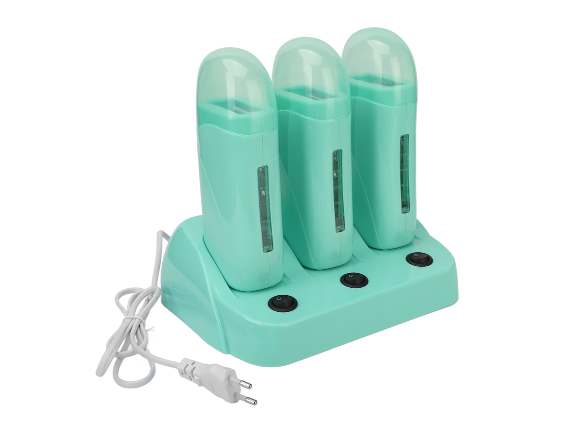 2026 3pcs Calefactor de Cera Depilatoria Roll On para Hogar Eléctrico Con Base, Cera Depilatoria para Axilas Piernas, Plug Ue 220v
