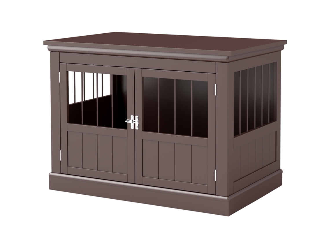 Gaiola Com Mesa Auxiliar 3 Portas Francês E Fecho Magnético Pequenos 78x53x59,3 Cm Castanho