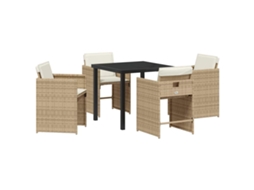 Conjunto de Jantar para Jardim 5 Pcs Bege Vime Pe MAISON EXCLUSIVE