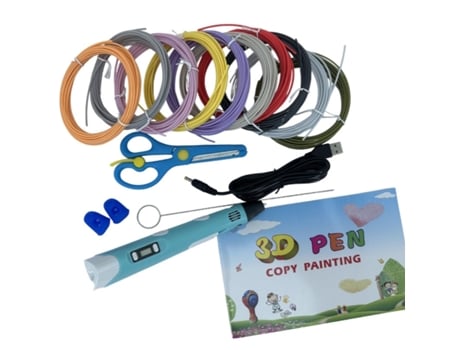 Caneta de Impressão 3D ILIKE Super Set com Acessórios 7 em 1 Versão 5V Cabo Usb 2M Azul