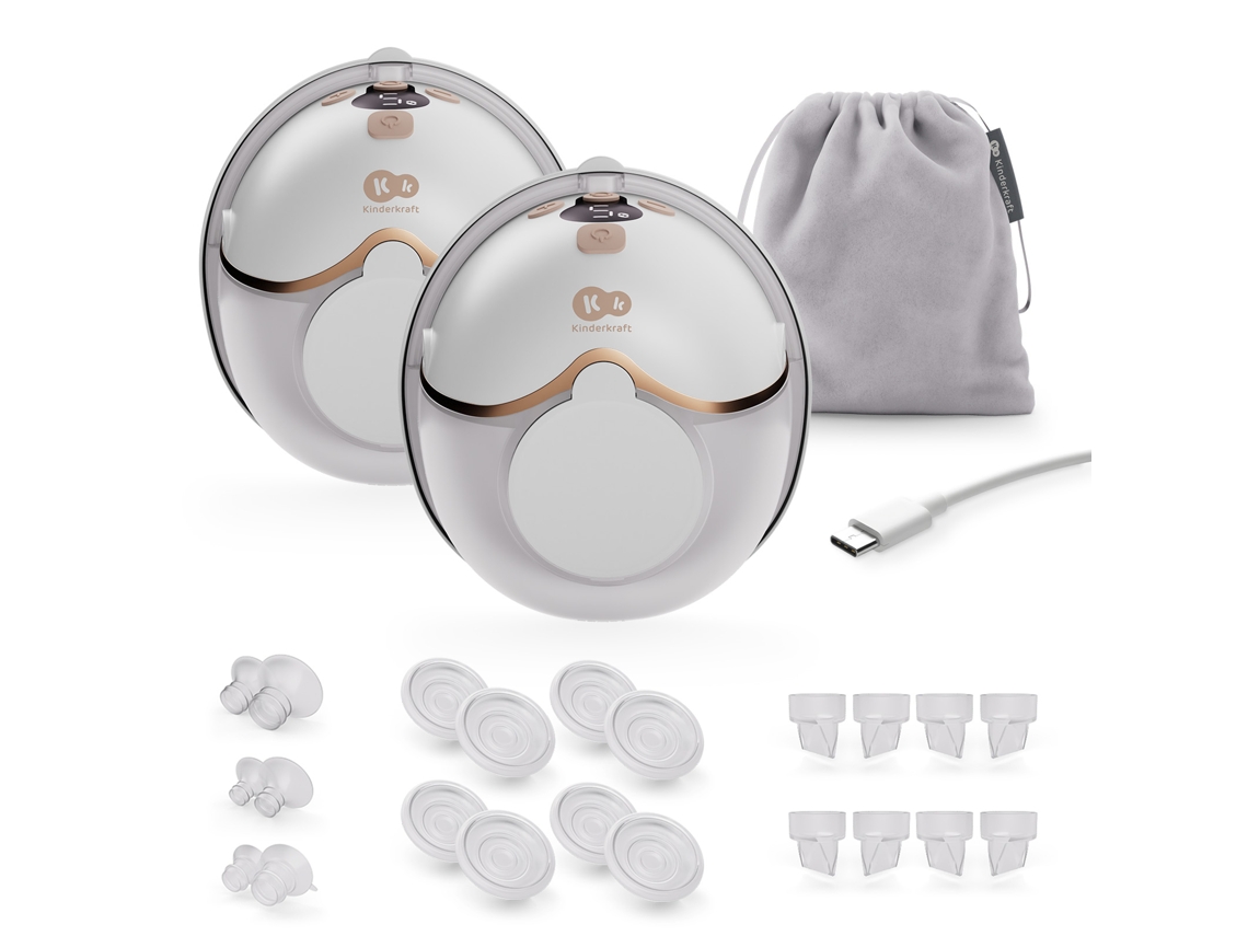 Bomba Tira leite Elétrica KINDERKRAFT Mamaflow Double com Memória 2 Conchas 320 Ml Bateria 180 Min Dourado