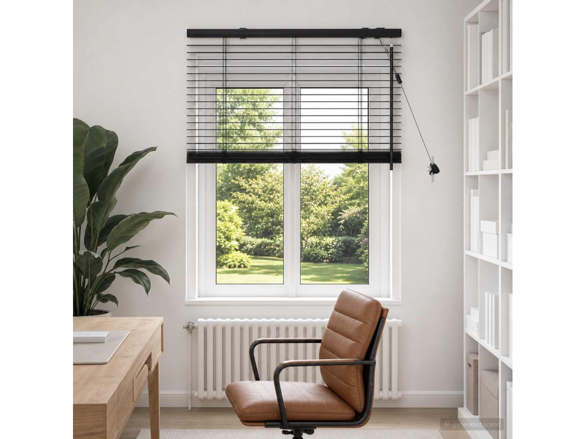 Vidaxl Cortina Veneziana Preto 75 X 130 Cm 35 Mm
