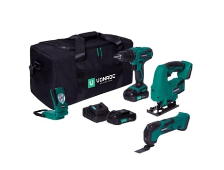 VONROC Conjunto de Ferramentas Vpower 20V 20V - 2.0Ah | Inclui 3 Máquinas, 2 Baterias e Carregador Rápido