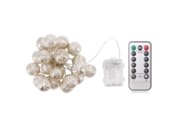 Luzes de Fio Led 2m 20 Bulbos Branco Quente 8 Modos Bola Metal Decoração Festas Jardim S/MARCA