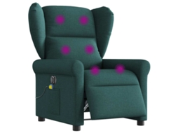 Vidaxl Poltrona Reclinável De Massagens Elétrica Tecido Verde-escuro