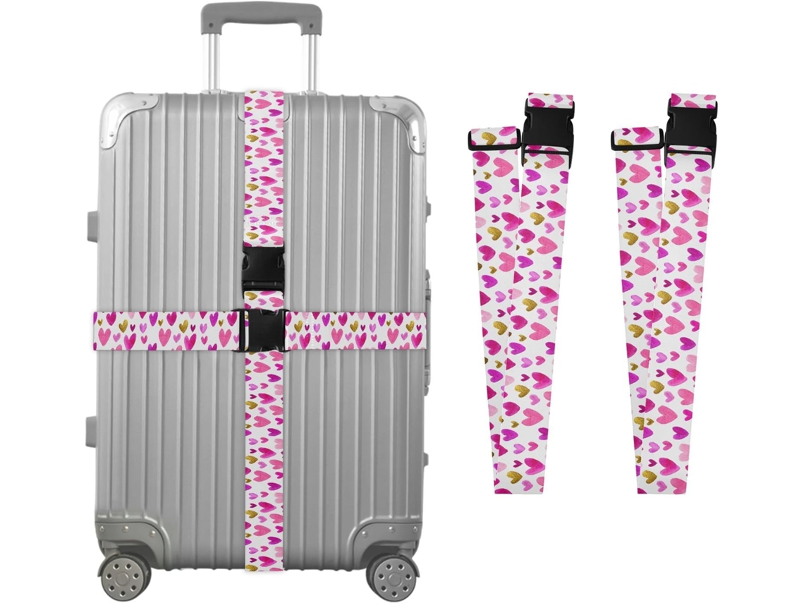 Conjunto De 2 Cintas Para Bagagem Com Estampa Símbolo Coração, Ideais Para Malas De Viagem, Acessórios Para Cintos