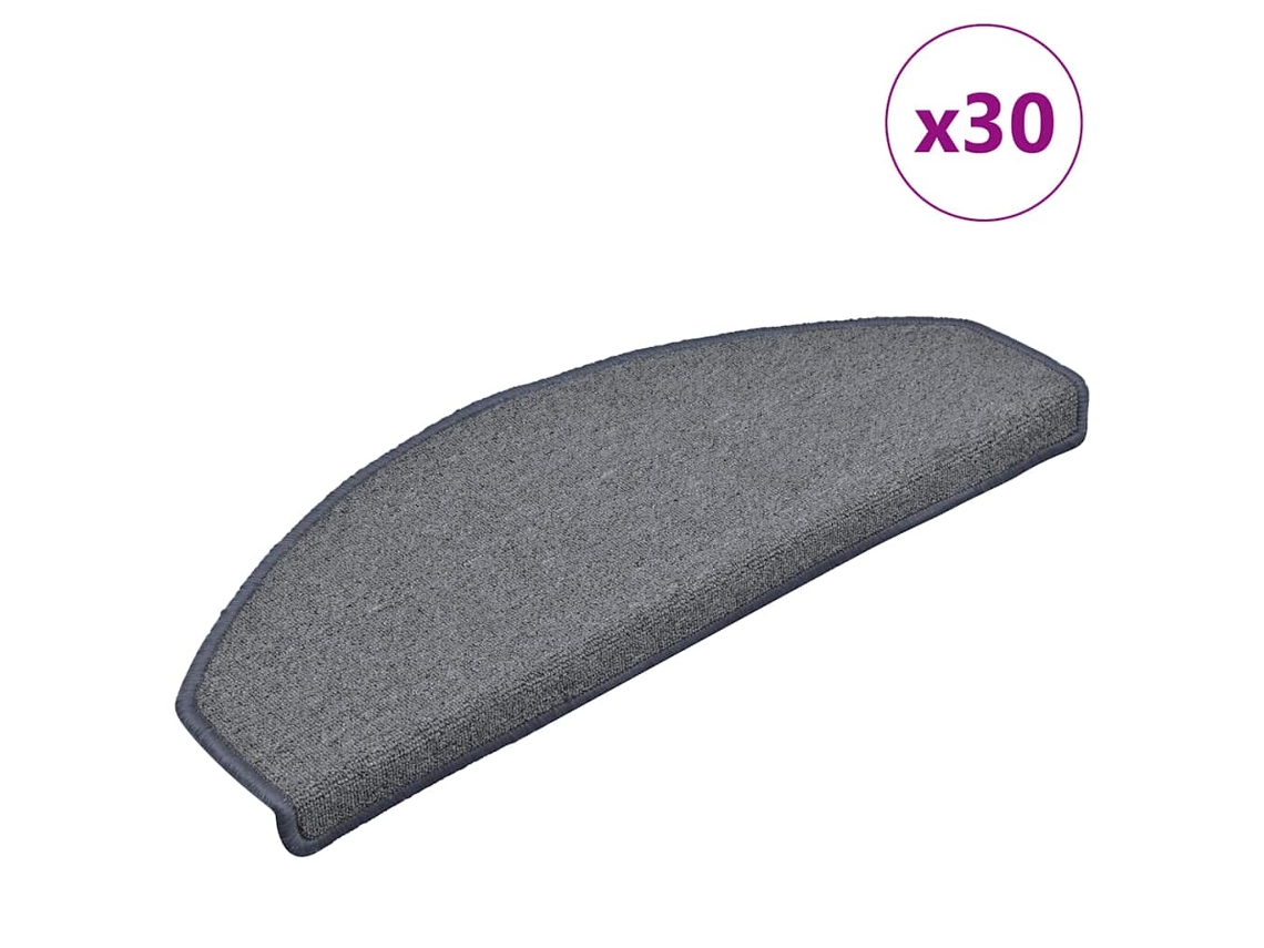 Vidaxl Tapetes De Escada 30 Peças 65x24x4 Cm Cinza Claro E Azul Semicircular Grande
