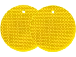 Rebe tapete de Silicone para Cozinha Resistente Anti deslizante Multiuso Impermeável Amarelo (2 Pacotes)