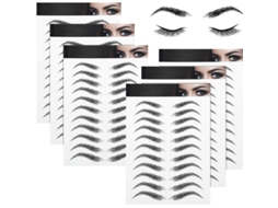 6 Folhas de Adesivos de Sobrancelha Tatuagem 3d, 66 Pares, À Prova D'água, para Mulheres, Modelo Arco