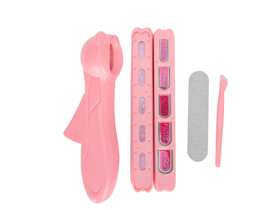Kit De Arte Em Unhas Para Crianças Com Máquina De Estampa, Lixa, Glitter E Adesivos Diy