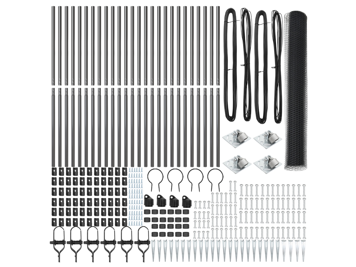 Conjunto 1 Cerca Externa Vidaxl Cinzento Aço (50 X 1,4 M)