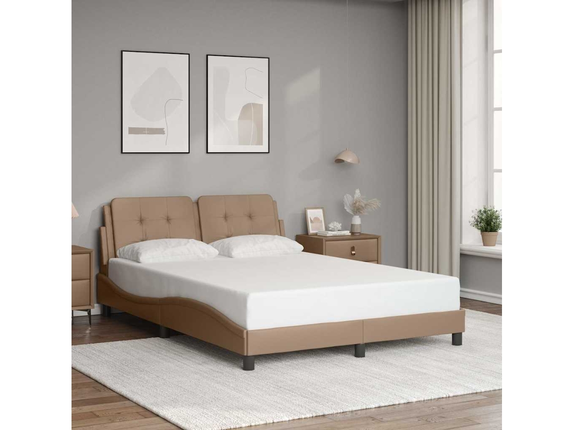 Vidaxl Estrutura De Cama Sem Colchão Zadar 120x200 Cm Couro Artificial Cappuccino