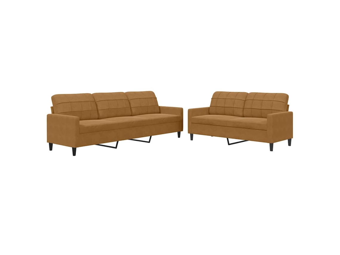 Maison Exclusive - 2 Pcs Conjunto De Sofás Com Almofadões Veludo Castanho