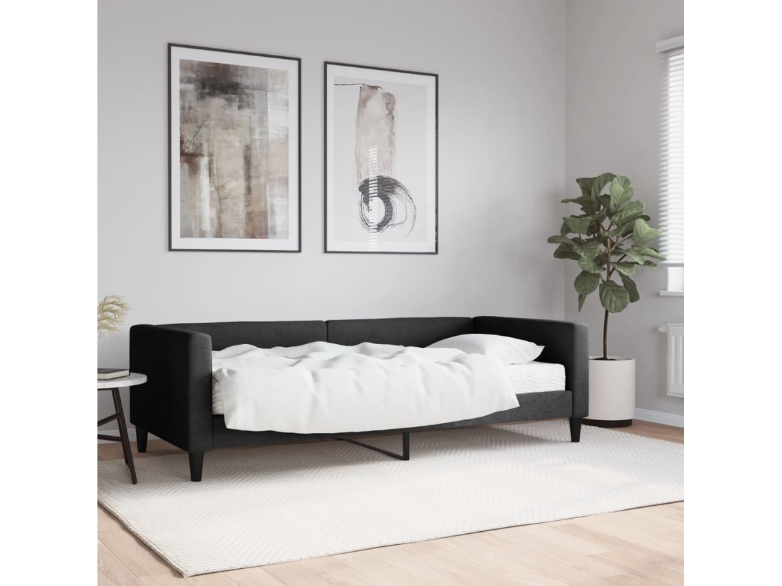 Sofá Cama Com Colchão 90x190 Cm Tecido Preto Lovely Home
