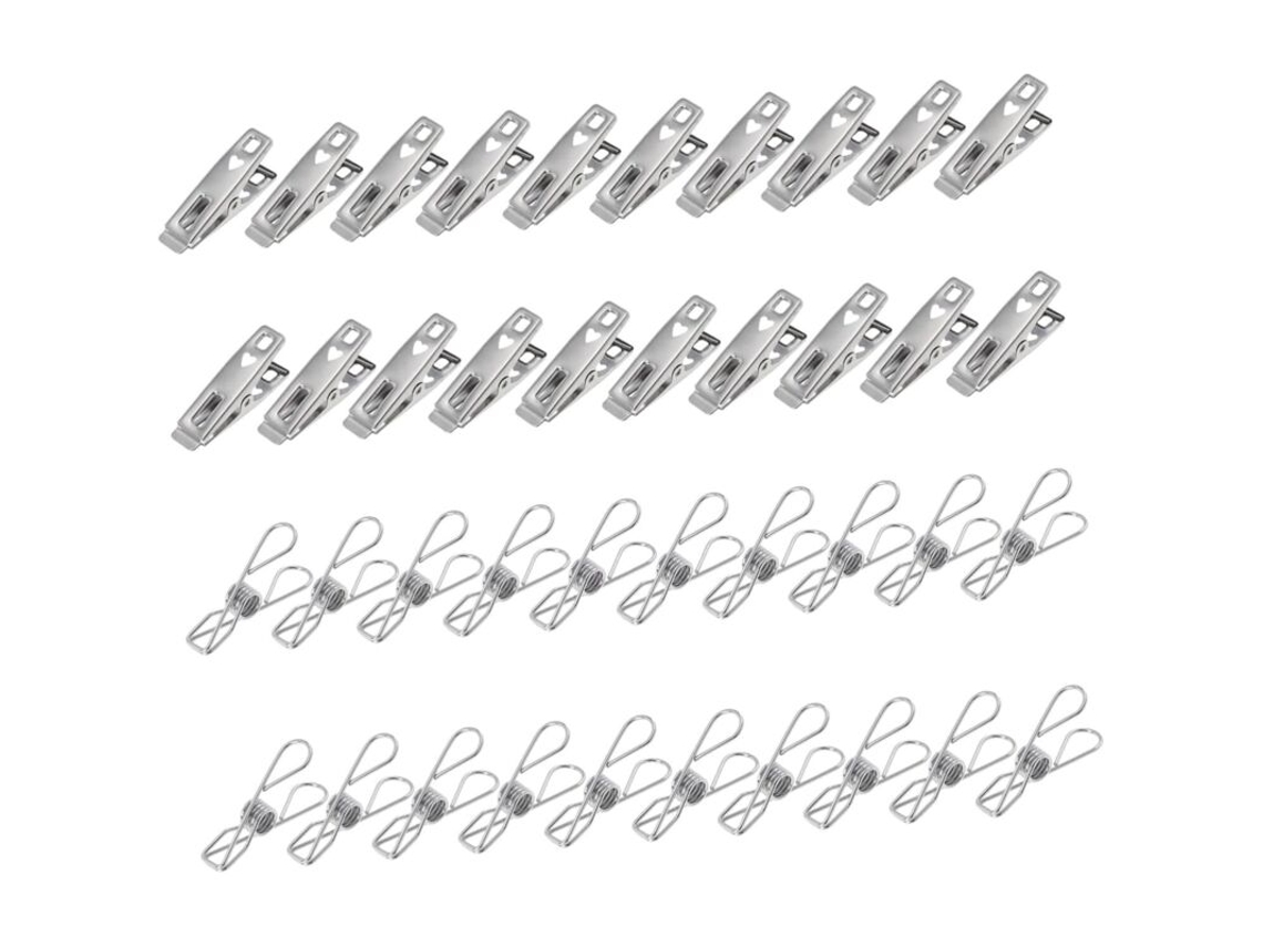 Pacote com 40 Prendedores de Roupa Metal para Pendurar Cobertores, Secar Roupas, Usar em Cabides e Outras Peças BRILVIBERA