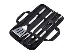 Conjunto de ferramentas de churrasco Nova Line, aço inox, 3 peças, com sacola de transporte | S/MARCA