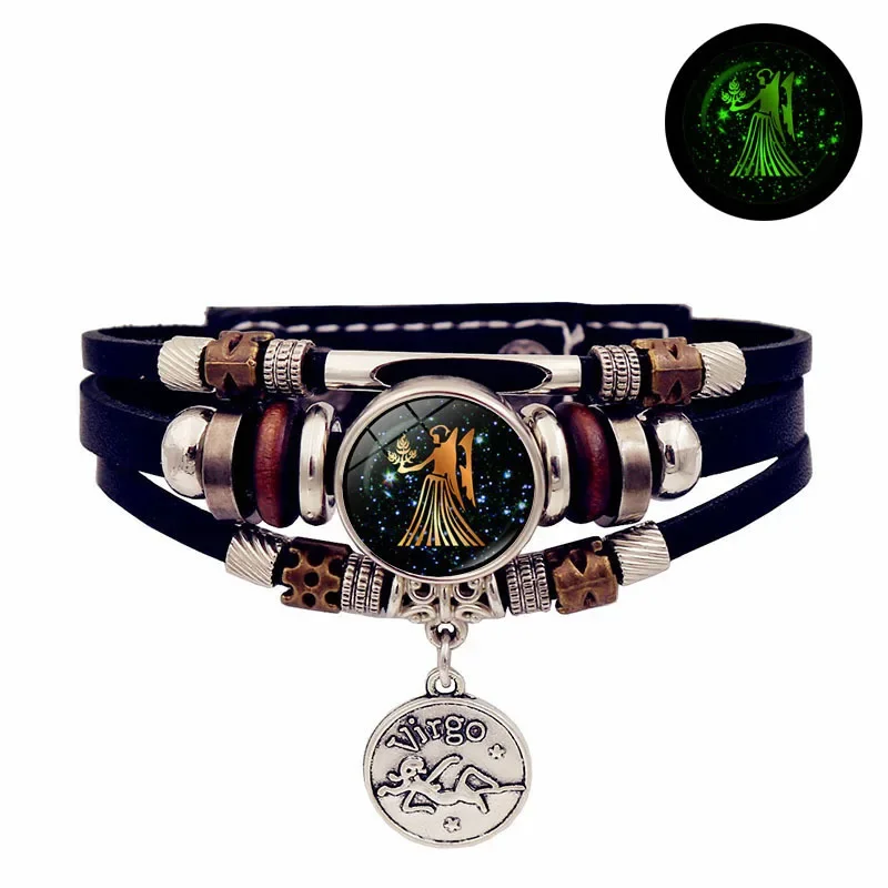 Pulseira Vintage Do Signo De Virgem Que Brilha No Escuro