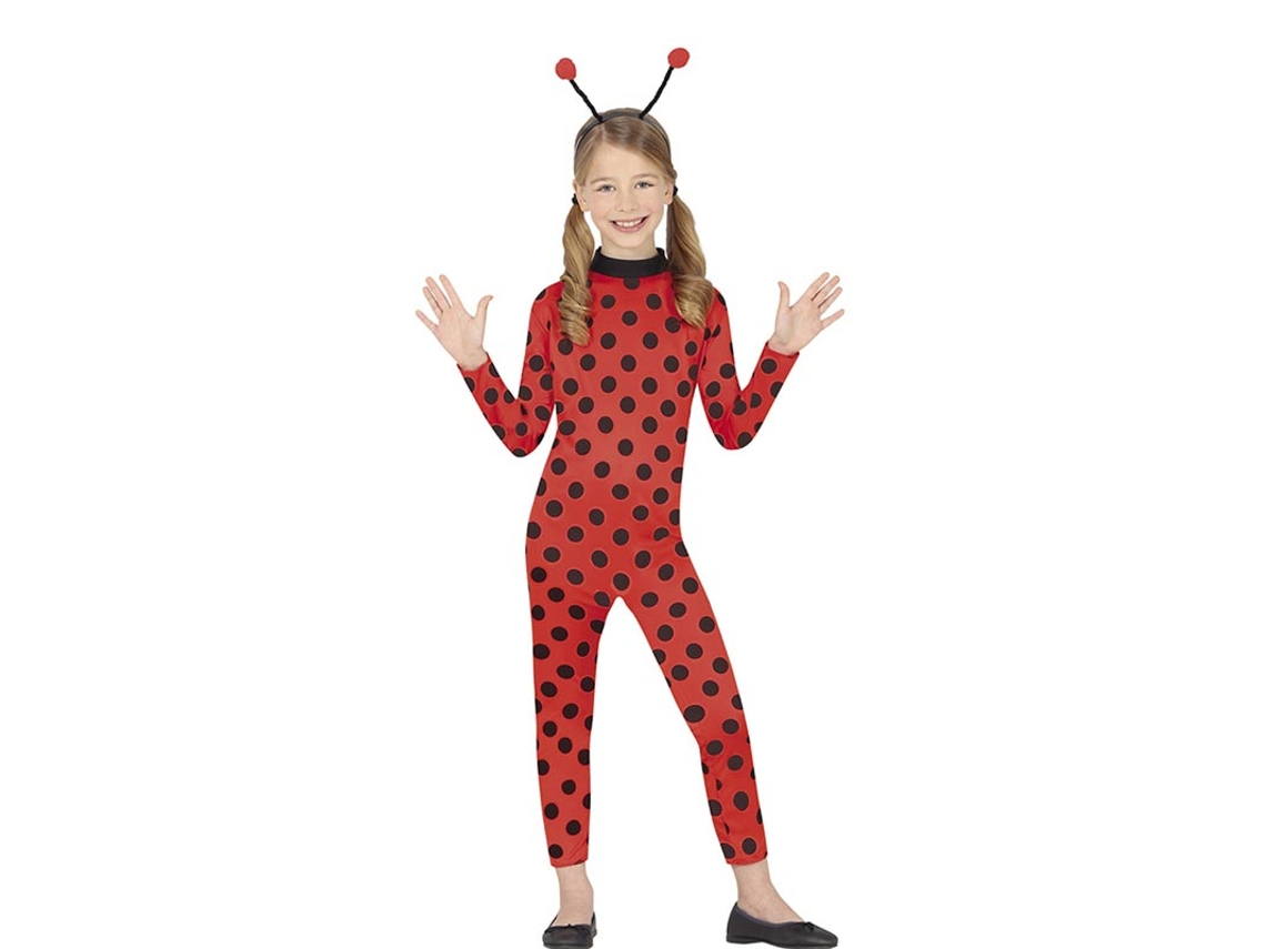 Fato de heroína vermelha com bolinhas para menina