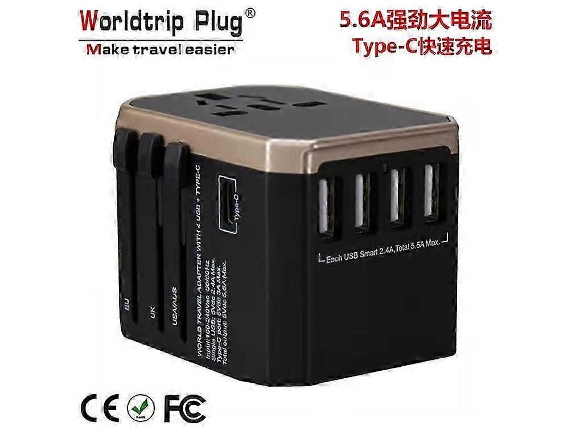 Adaptador De Viagem Universal Com Plugue Usb Tipo C Para Carregamento Rápido Na Parede E Adaptador Internacional Tipo C. Hengjian