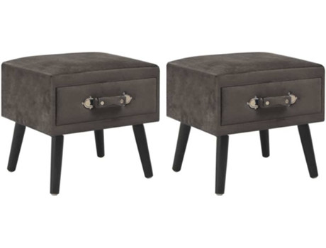 2 Mesas de Cabeceira  Veludo Cinzento (40x35x40 cm)