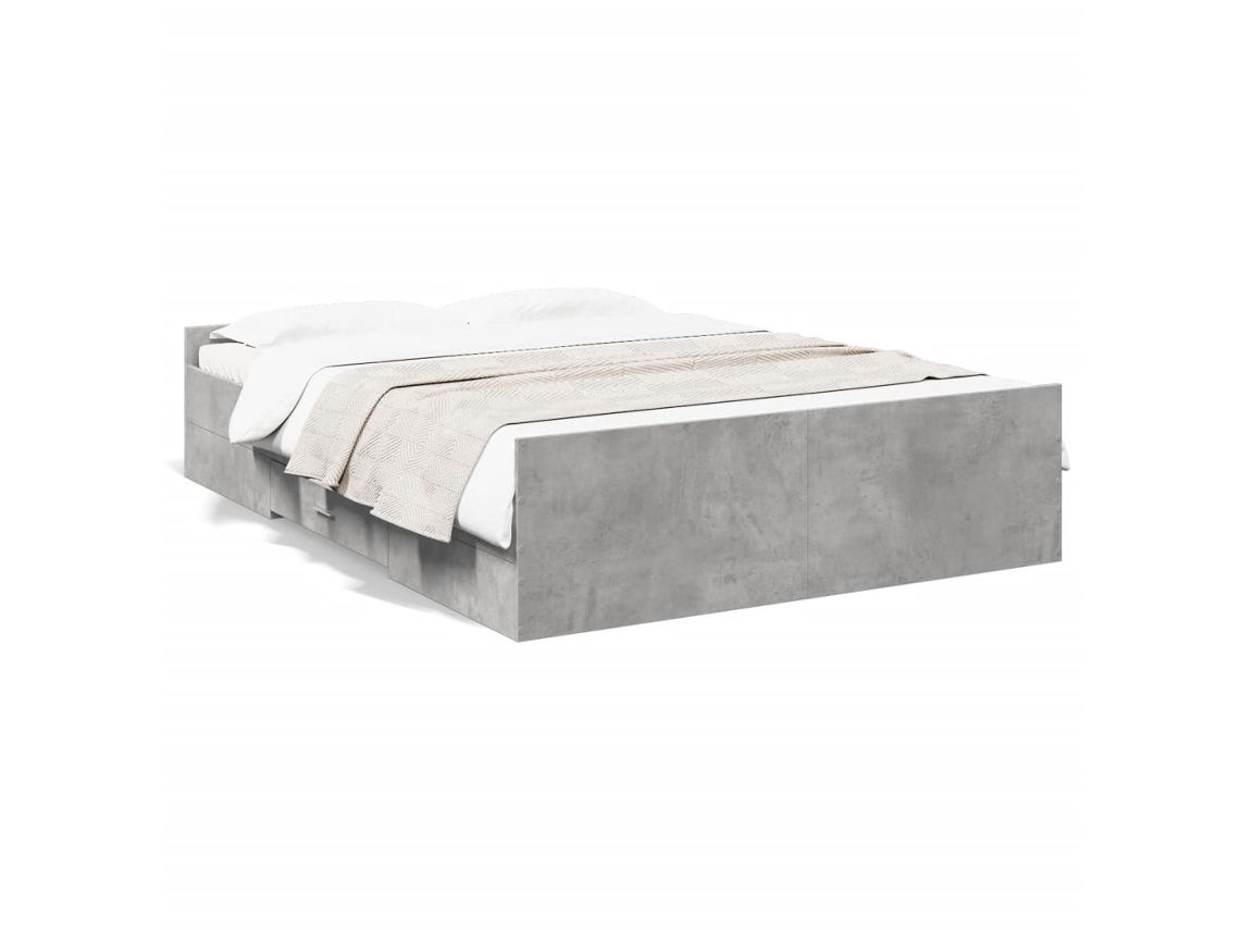Bed Frame, Bed Frames Vidaxl Cinzeto Madeira Processada (135 X 190 Cm)