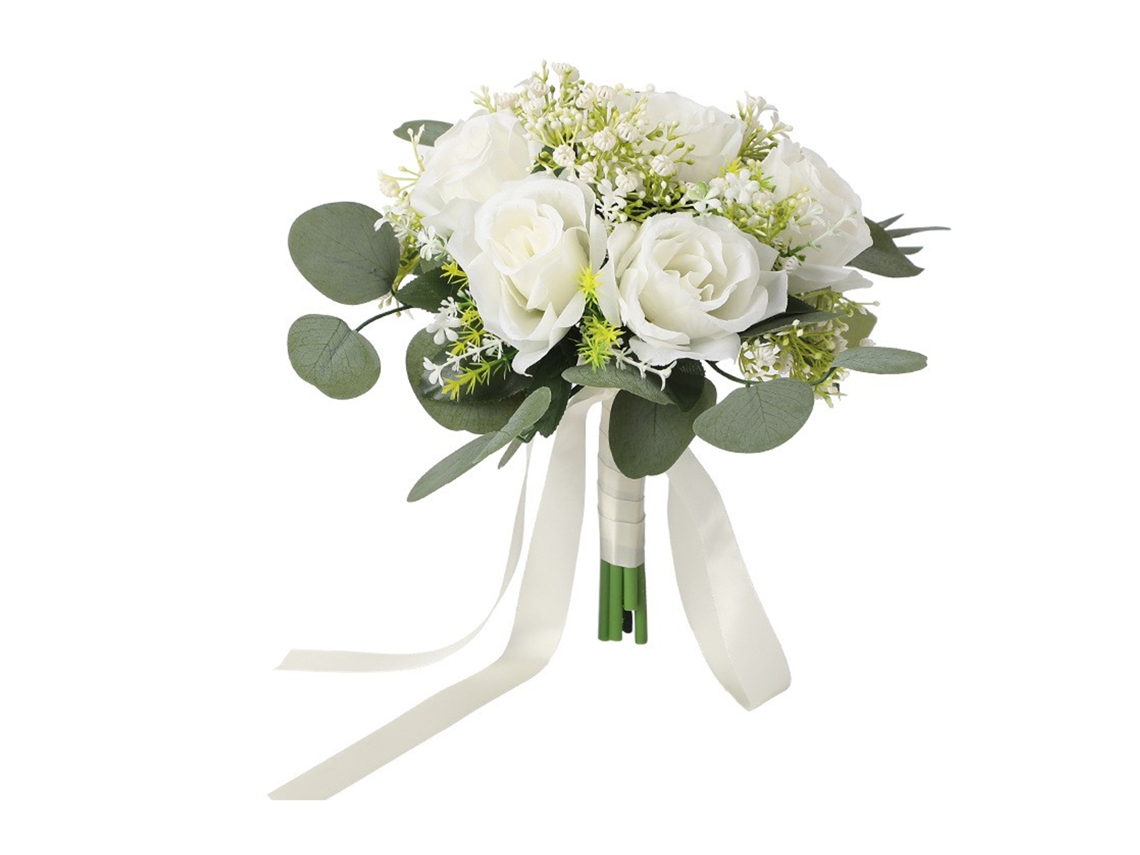 Laxiscreed Buquê De Eucalipto, Rosas E Gypsophila Para Noivas Em Casamentos Ao Ar Livre