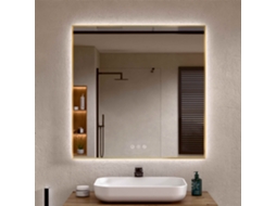 Espelho De Banheiro Com Luz Led Perimetral, Luz Ajustável Em 3 Cores E Intensidades, Antiembaçante, Alumínio Dourado 70 X 80 Cm Bellobath