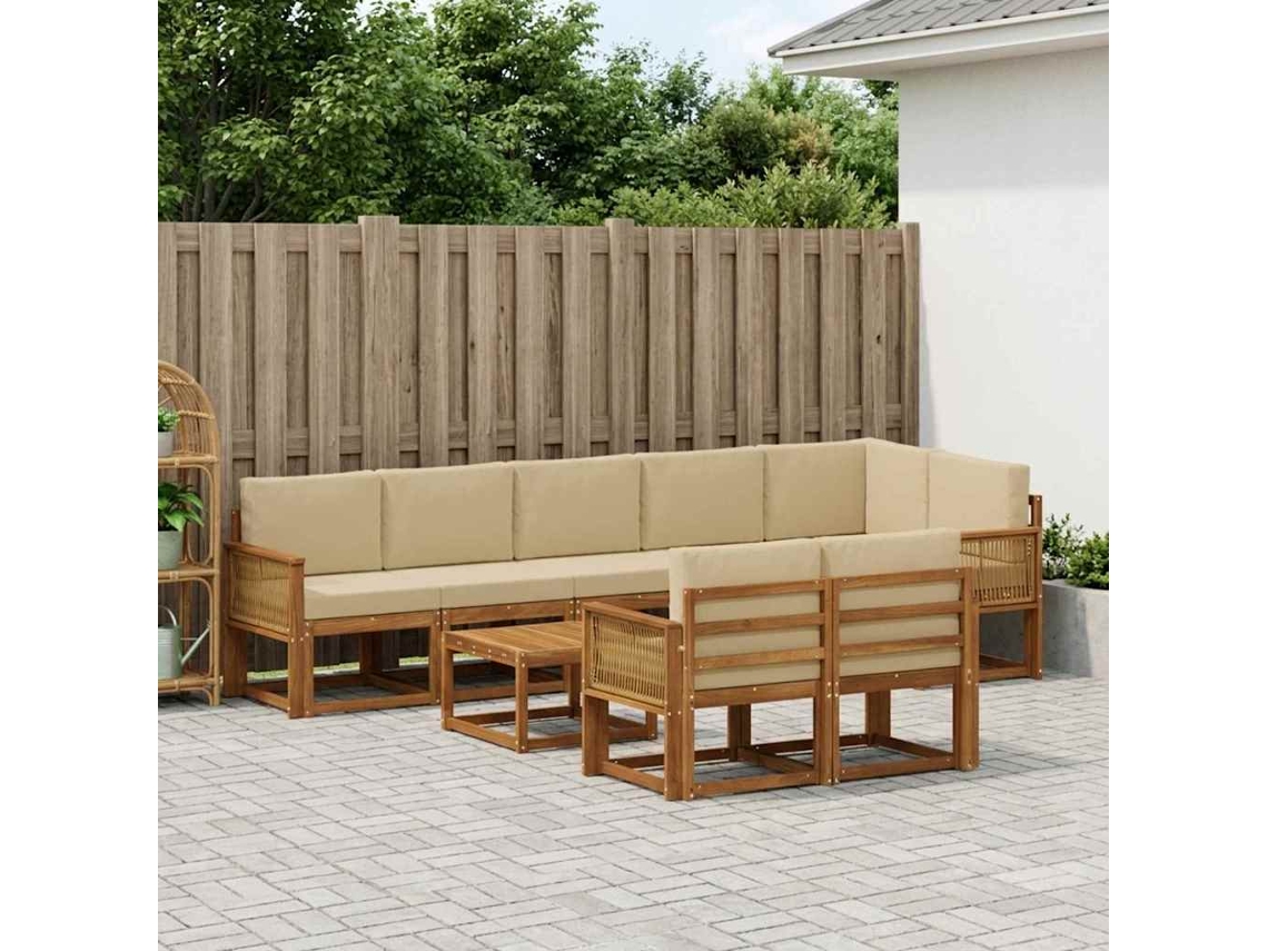 Vidaxl Conjunto De Sofás Para Exterior 9 Unid. Natural E Bege