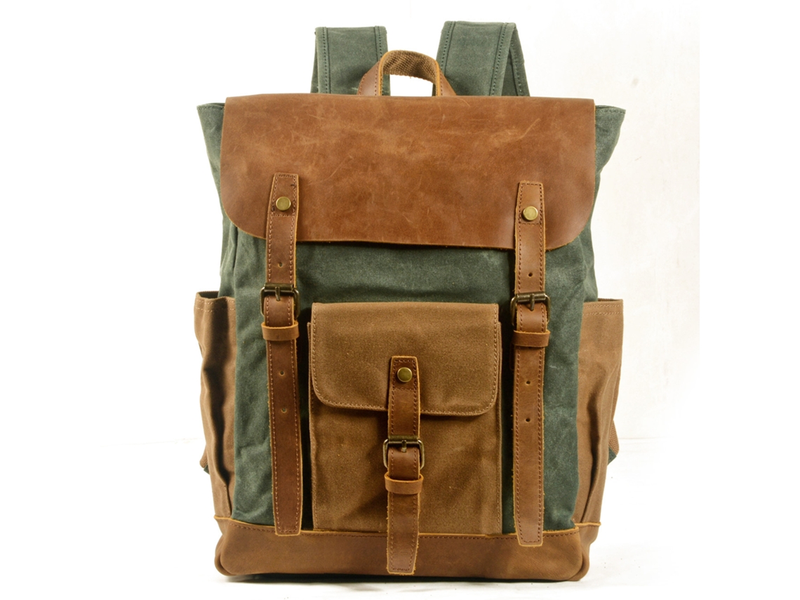 Bolsa De Ombro Vintage De Couro Crazy Horse Com Costura Em Lona Para Atividades Ao Ar Livre, À Prova Dágua, Unissex, Com Cera E Óleo SUNNY SPACES