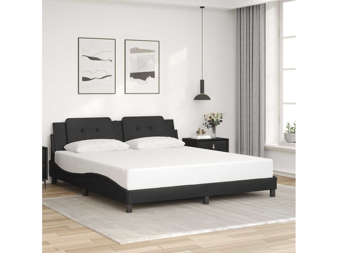 Vidaxl Estrutura De Cama Sem Colchão Zadar 180x200cm Couro Artificial Preto