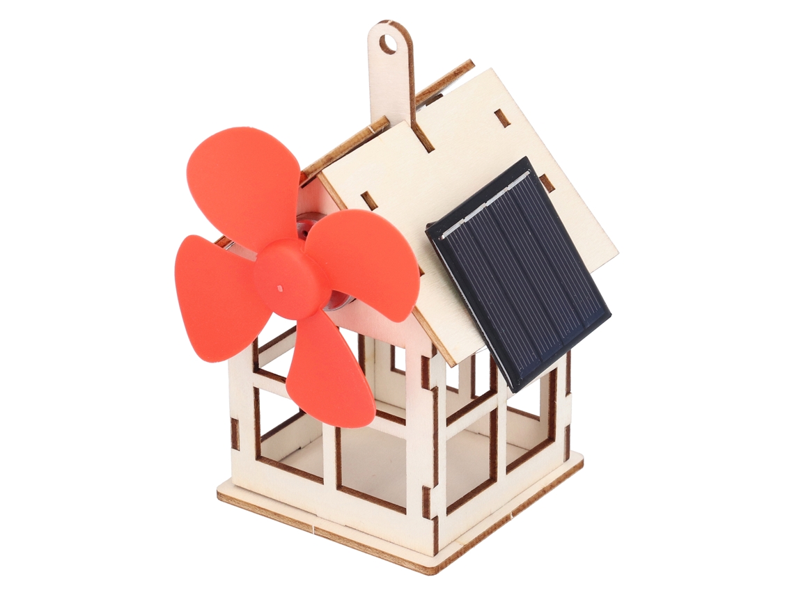 Primerox brinquedo Educativo Solar Diy Casa de Madeira com Windmill para Crianças Acima de 7 Anos