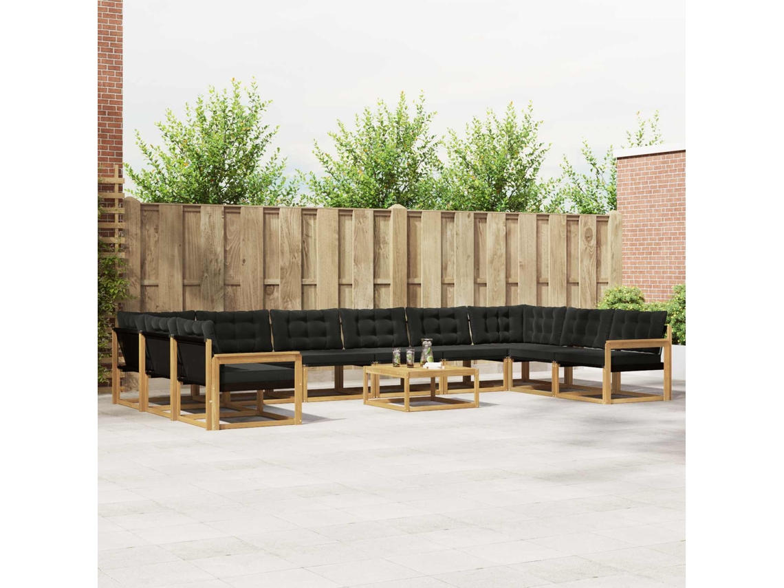 Vidaxl Conjunto De Sofás Para Exterior 11 Unid. Branco E Preto