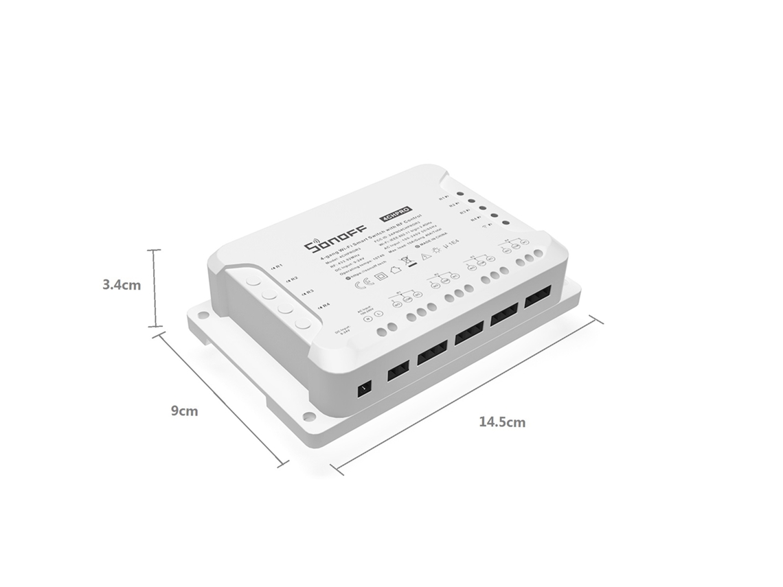 Mali sonoff 4ch Pro R3 Interruptor Inteligente 4 Gang com Controle Wi fi e Rf para Automação Residencial Compatível com Alexa