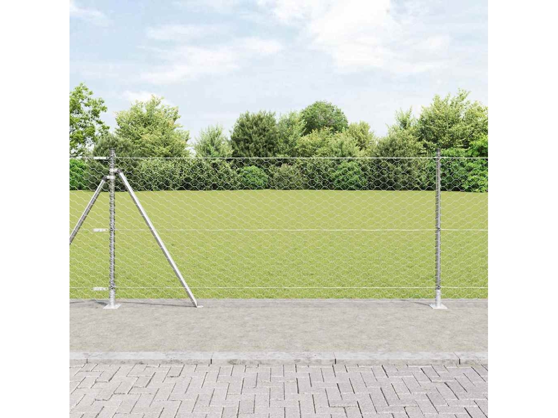 Vidaxl Cerca Hexagonal Com Base De Concreto 25 X 1 M Aço Galvanizado