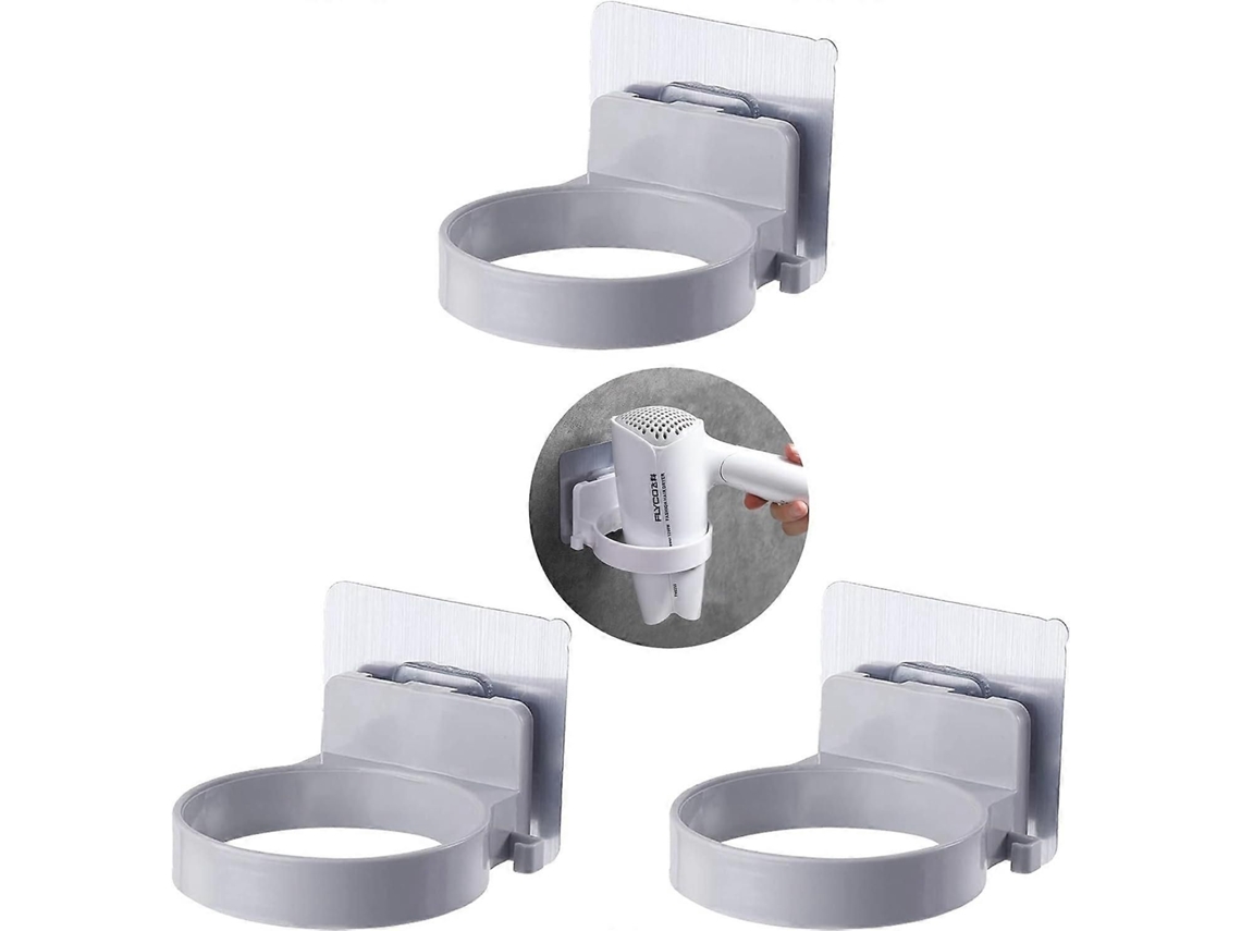 Suporte de Secador Cabelo Parede 3pcs, Montagem Cabelo, Prateleira Secado R com Ventosa Aut GOKOCO