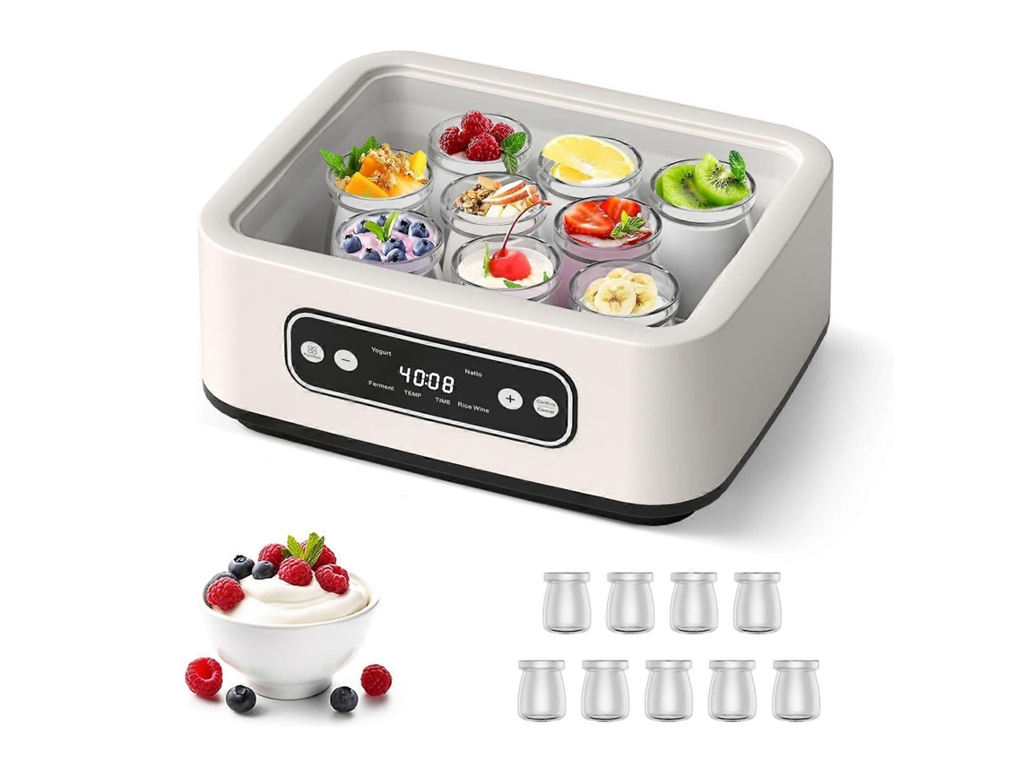 Iogurteira Grega Com Timer De 36 Horas, Controle De Temperatura, Potes De Aço Inoxidável E Vidro Para Iogurte E Queijo Caseiros.