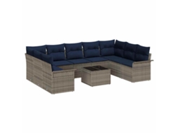 Maison Exclusive - Conjunto De Sofá De Jardim 10 Pcs Cinzeto Vime Pe