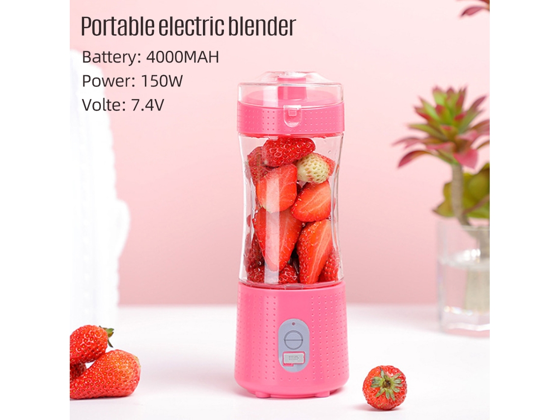 Liquidificador Portátil Primerox USB recarregável 380ml 6 lâminas para smoothies e shakes