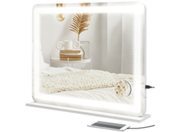 Espelho com Luz de Led 3 Modos Ampliação 10x Usb 80x62 Cm