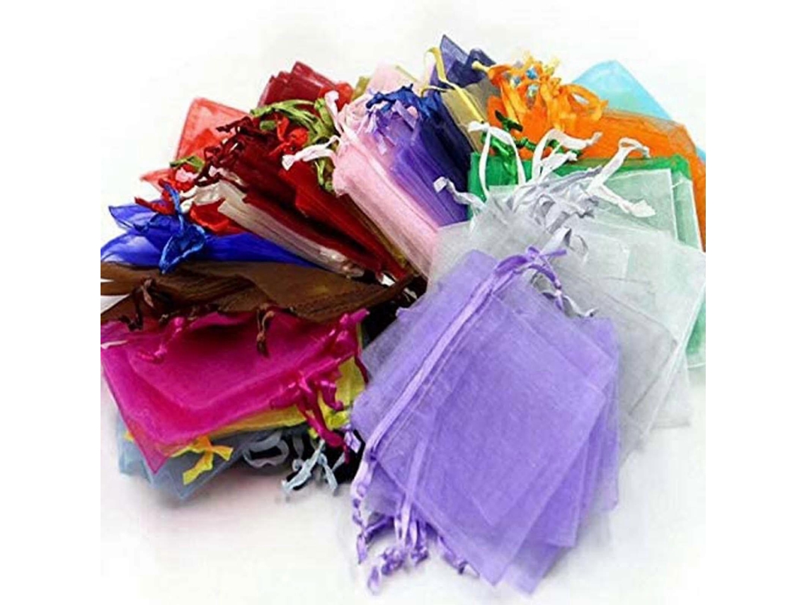 100 sacos de presente de organza com fitas para Slowmoose
