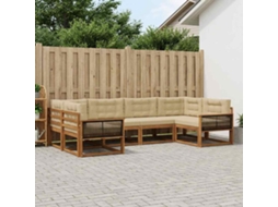 Vidaxl Conjunto De Sofás Para Exterior 6 Unid. Natural E Bege