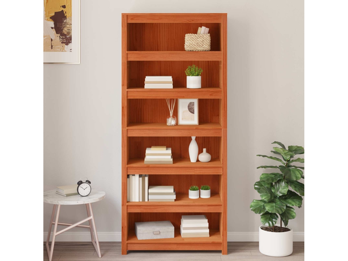 Vidaxl Gabinete De Livros Marrom Cera 80 X 35 X 183 Cm