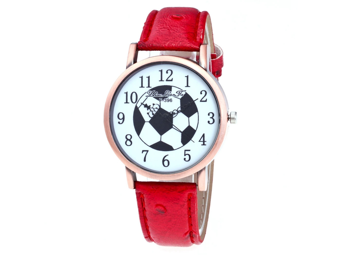 Relógio de quartzo com pulseira de couro PU, mostrador redondo moderno para casais, vermelho