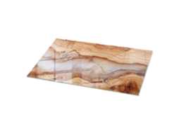 Tampo De Vidro Retangular Espelharte (100x50 Cm - Madeira Natural Com Resina - Bege)
